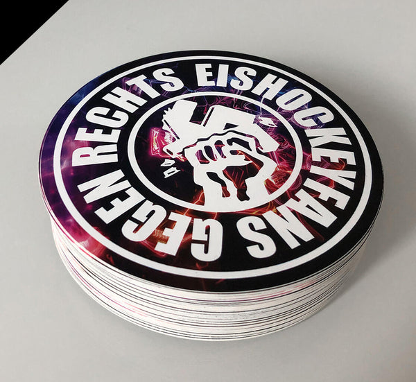 N.O.S.W. BLOCK 25 Aufkleber / Sticker "EISHOCKEYFANS GEGEN RECHTS" rund (9,5 cm)