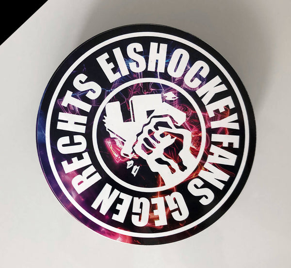 N.O.S.W. BLOCK 25 Aufkleber / Sticker "EISHOCKEYFANS GEGEN RECHTS" rund (9,5 cm)