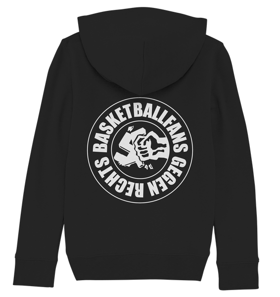 N.O.S.W. BLOCK Gegen Rechts Hoodie "BASKETBALLFANS GEGEN RECHTS" Kids UNISEX Organic Kapuzenpullover schwarz