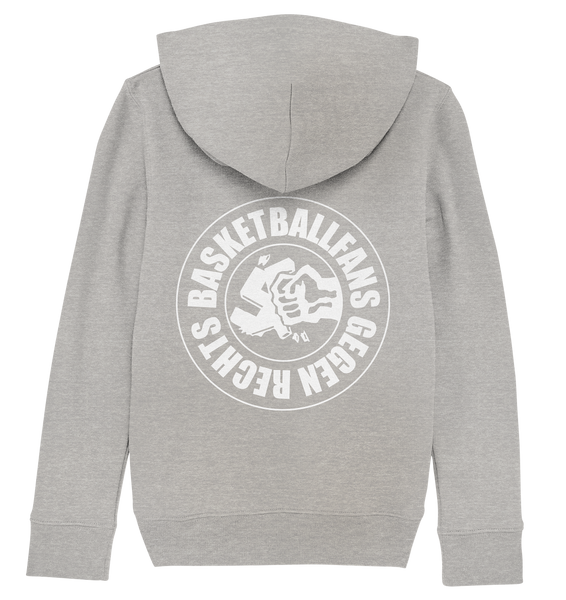 N.O.S.W. BLOCK Gegen Rechts Hoodie "BASKETBALLFANS GEGEN RECHTS" Kids UNISEX Organic Kapuzenpullover heather grau