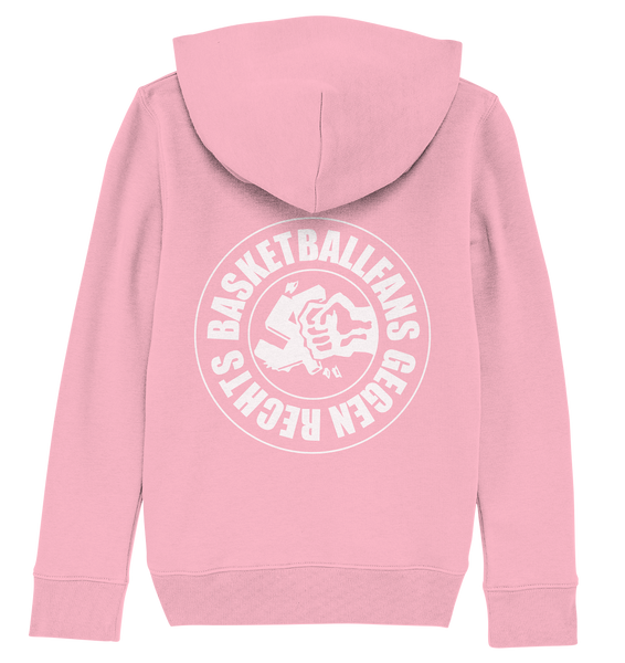 N.O.S.W. BLOCK Gegen Rechts Hoodie "BASKETBALLFANS GEGEN RECHTS" Kids UNISEX Organic Kapuzenpullover cotton pink