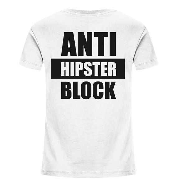 N.O.S.W. BLOCK Fanblock Shirt "ANTI HIPSTER BLOCK" Kids UNISEX Organic T-Shirt weiss