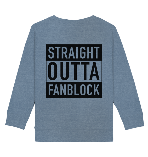 N.O.S.W. BLOCK Fanblock Sweater "STRAIGHT OUTTA FANBLOCK" Kids UNISEX Organic Sweatshirt mid heather blue