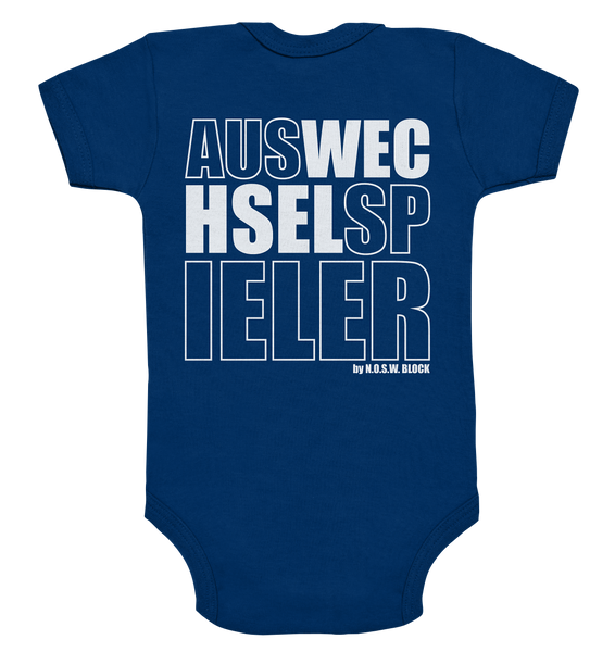 N.O.S.W. BLOCK Teamsport Body "AUSWECHSELSPIELER" Organic Baby Bodysuite navy