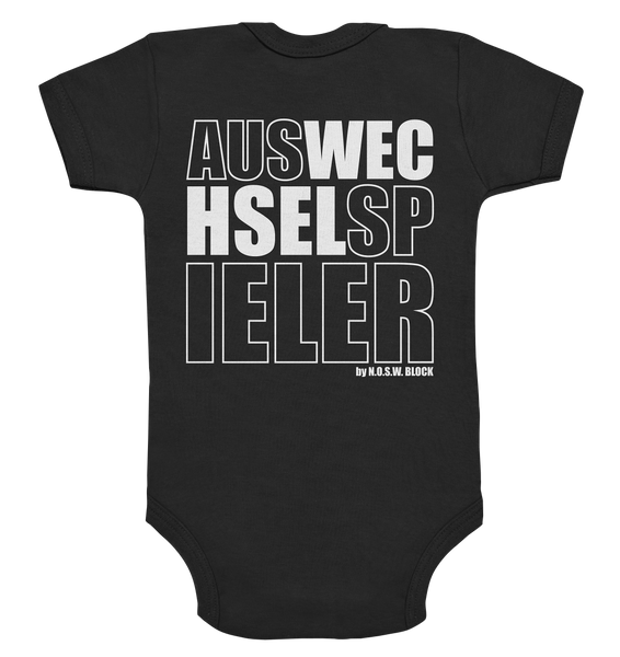 N.O.S.W. BLOCK Teamsport Body "AUSWECHSELSPIELER" Organic Baby Bodysuite schwarz