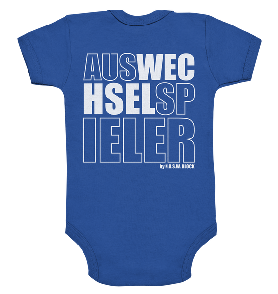 N.O.S.W. BLOCK Teamsport Body "AUSWECHSELSPIELER" Organic Baby Bodysuite cobalt blue organic