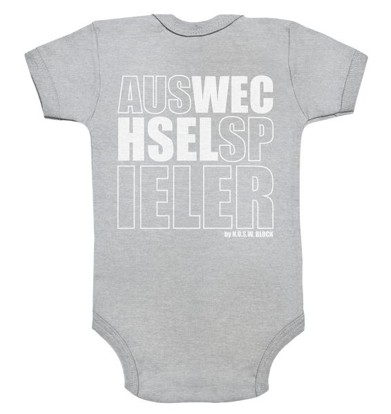 N.O.S.W. BLOCK Teamsport Body "AUSWECHSELSPIELER" Organic Baby Bodysuite heather grey