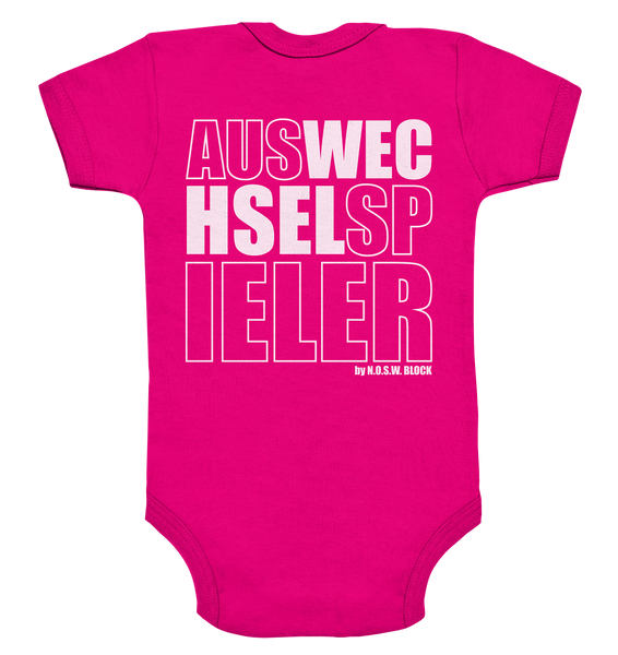 N.O.S.W. BLOCK Teamsport Body "AUSWECHSELSPIELER" Organic Baby Bodysuite fuchsia organic