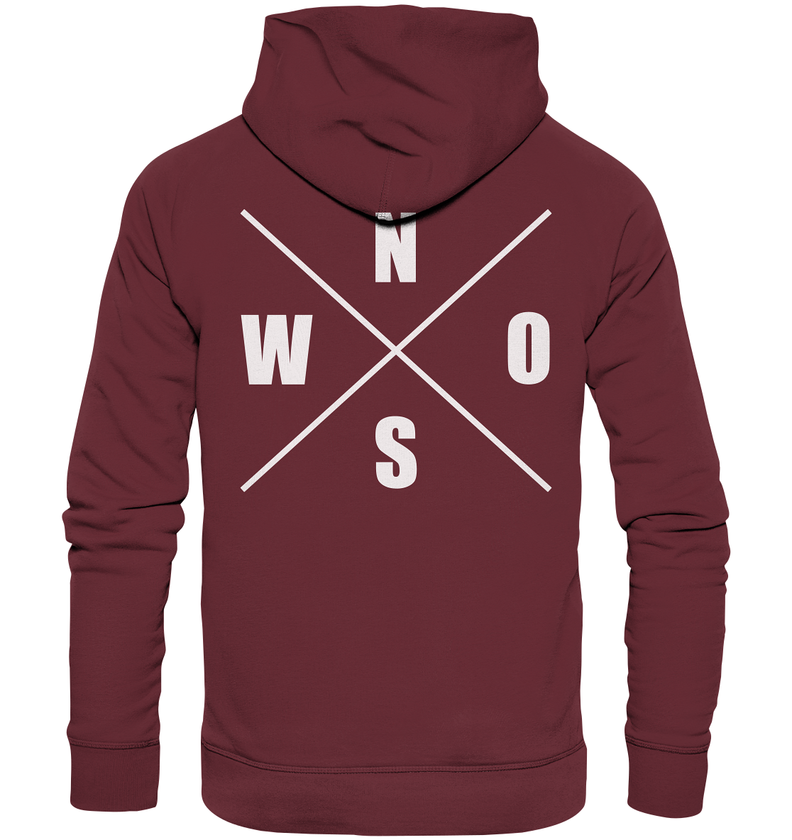 N.O.S.W. BLOCK Hoodie "N.O.S.W. ICON" @ Front & Back Männer Organic Fashion Kapuzenpullover weinrot