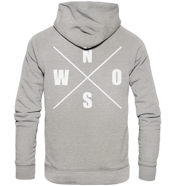 N.O.S.W. BLOCK Hoodie "N.O.S.W. ICON" @ Front & Back Männer Organic Fashion Kapuzenpullover heather grau