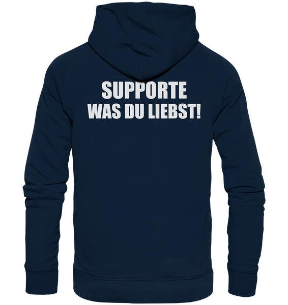 N.O.S.W. BLOCK Hoodie "N.O.S.W. ICON / SUPPORTE WAS DU LIEBST!" Männer Organic Kapuzenpullover navy