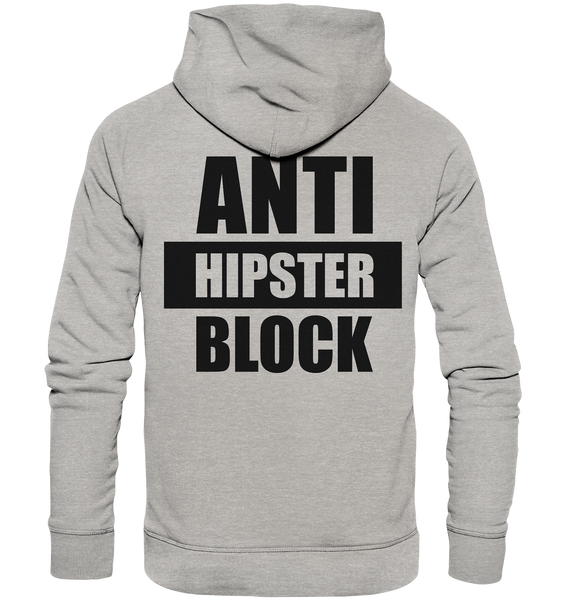 Fanblock Hoodie "ANTI HIPSTER BLOCK" Männer Organic Kapuzenpullover heather grau