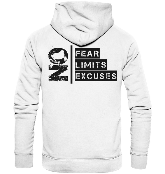 N.O.S.W. BLOCK Ultras Hoodie "ULTRAS FOR REAL" beidseitig bedruckter Männer Organic Kapuzenpullover weiss