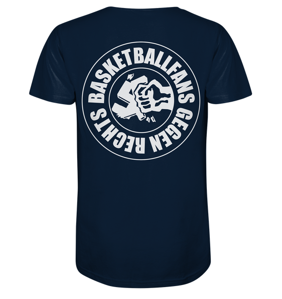 N.O.S.W. BLOCK Gegen Rechts Shirt "BASKETBALLFANS GEGEN RECHTS" beidseitig bedrucktes Männer Organic T-Shirt navy