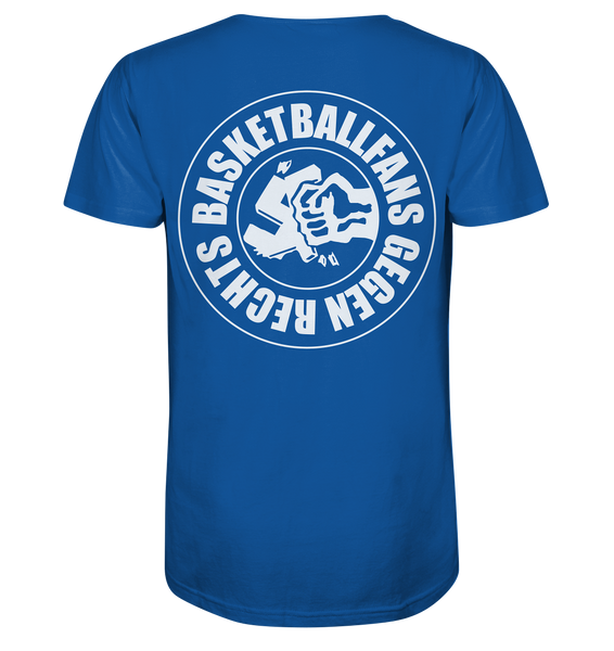 N.O.S.W. BLOCK Gegen Rechts Shirt "BASKETBALLFANS GEGEN RECHTS" beidseitig bedrucktes Männer Organic T-Shirt blau