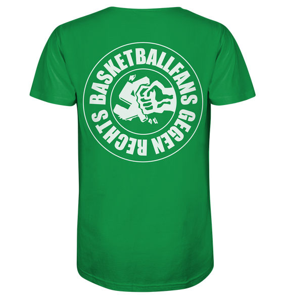 N.O.S.W. BLOCK Gegen Rechts Shirt "BASKETBALLFANS GEGEN RECHTS" beidseitig bedrucktes Männer Organic T-Shirt grün