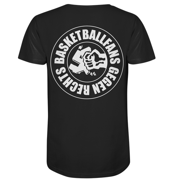 N.O.S.W. BLOCK Gegen Rechts Shirt "BASKETBALLFANS GEGEN RECHTS" beidseitig bedrucktes Männer Organic T-Shirt schwarz