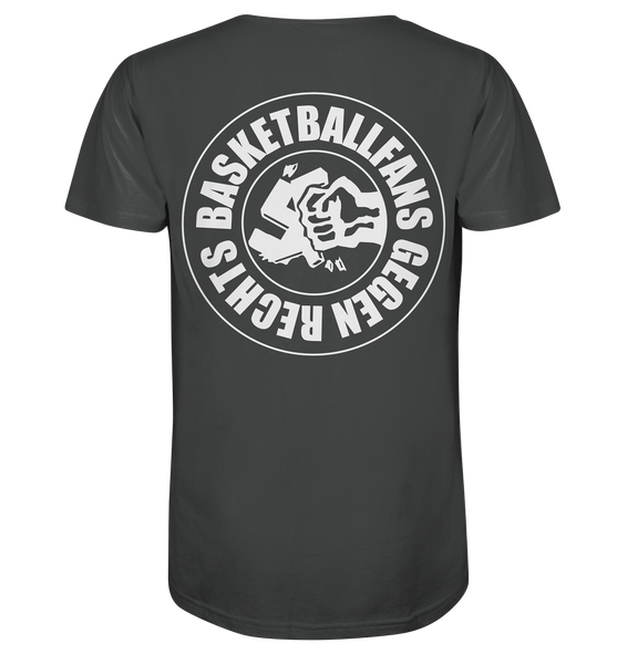 N.O.S.W. BLOCK Gegen Rechts Shirt "BASKETBALLFANS GEGEN RECHTS" beidseitig bedrucktes Männer Organic T-Shirt anthrazit