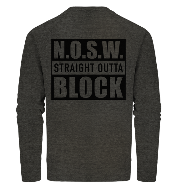 N.O.S.W. BLOCK Hoodie "CASUAL BLOCKWEAR" beidseitig bedruckter Männer Organic Sweatshirt dark heather grau