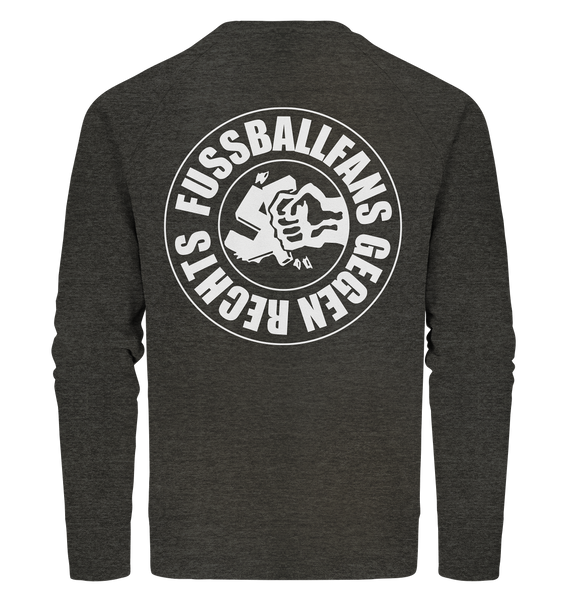 N.O.S.W. BLOCK Gegen Rechts Sweater "FUSSBALLFANS GEGEN RECHTS" beidseitig bedruckter Männer Organic Sweatshirt dark heather grau