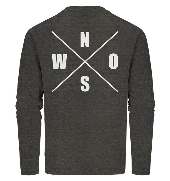 N.O.S.W. BLOCK Sweater "N.O.S.W. ICON" @ Front & Back Männer Organic Sweatshirt dunkelgrau