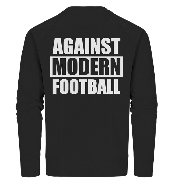 N.O.S.W. BLOCK Fanblock Sweater "AGAINST MODERN FOOTBALL" beidseitig bedrucktes Organic Sweatshirt schwarz