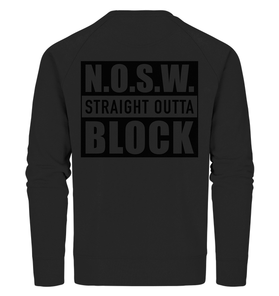 N.O.S.W. BLOCK Hoodie "CASUAL BLOCKWEAR" beidseitig bedruckter Männer Organic Sweatshirt schwarz