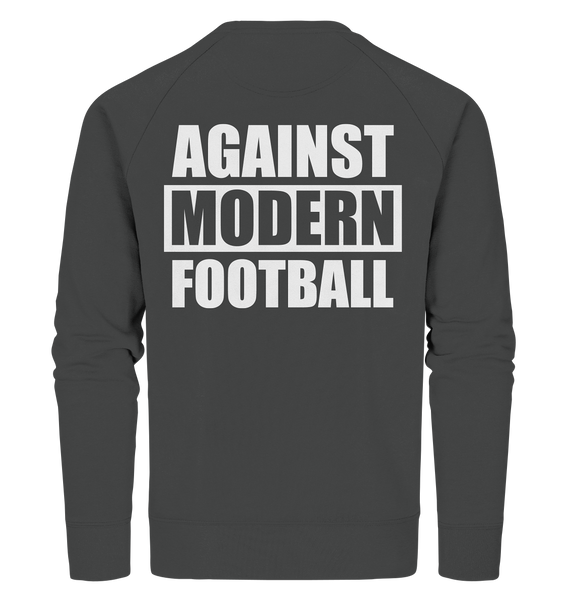 N.O.S.W. BLOCK Fanblock Sweater "AGAINST MODERN FOOTBALL" beidseitig bedrucktes Organic Sweatshirt anthrazit