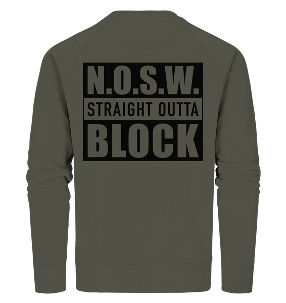 N.O.S.W. BLOCK Hoodie "CASUAL BLOCKWEAR" beidseitig bedruckter Männer Organic Sweatshirt khaki