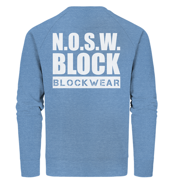 N.O.S.W. BLOCK Sweater "N.O.S.W. BLOCK BLOCKWEAR" Männer Organic Sweatshirt mid heather blau