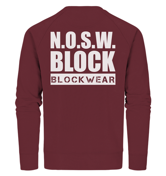 N.O.S.W. BLOCK Sweater "N.O.S.W. BLOCK BLOCKWEAR" Männer Organic Sweatshirt weinrot