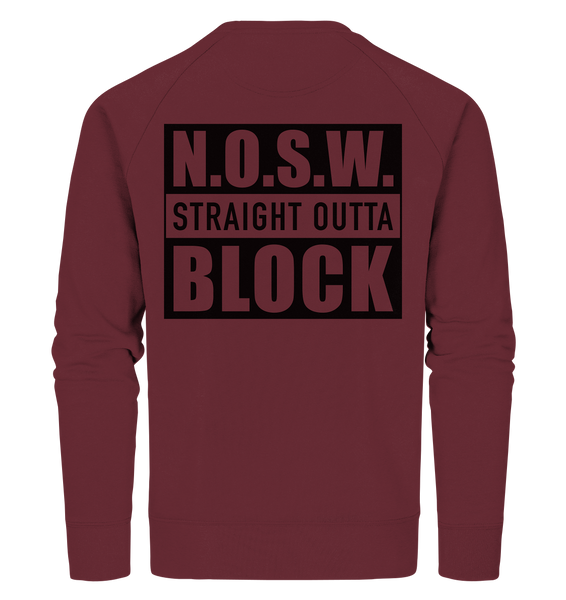 N.O.S.W. BLOCK Hoodie "CASUAL BLOCKWEAR" beidseitig bedruckter Männer Organic Sweatshirt weinrot