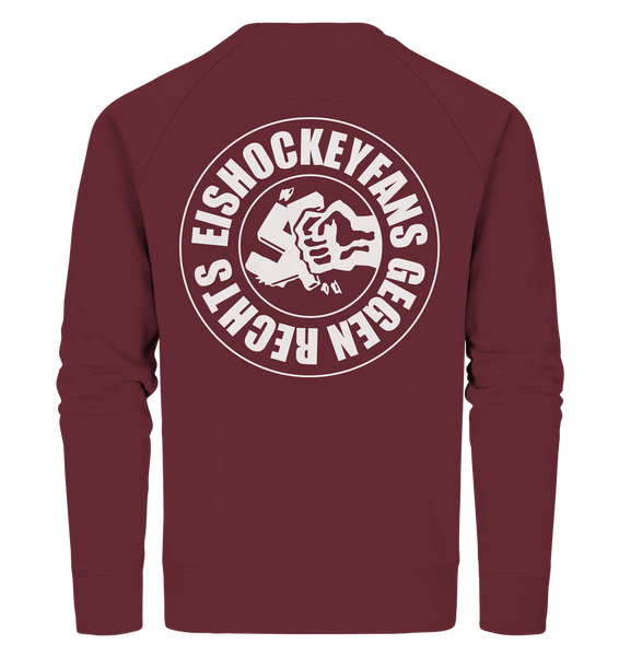 N.O.S.W. BLOCK Gegen Rechts Sweater "EISHOCKEYFANS GEGEN RECHTS" beidseitig bedrucktes Männer Organic Sweatshirt weinrot