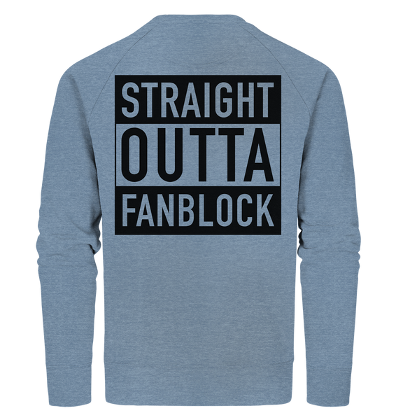 N.O.S.W. BLOCK Fanblock Sweater "STRAIGHT OUTTA FANBLOCK" Männer Organic Sweatshirt mid heather blau