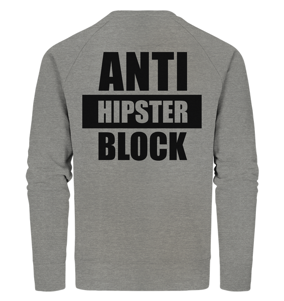 N.O.S.W. BLOCK Fanblock Sweater "ANTI HIPSTER BLOCK" Männer Organic Sweatshirt mid heather grau