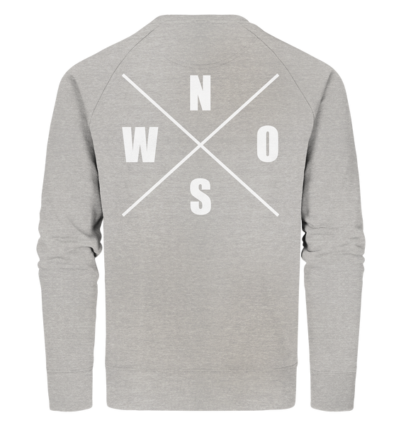 N.O.S.W. BLOCK Sweater "N.O.S.W. ICON" @ Front & Back Männer Organic Sweatshirt heather grau