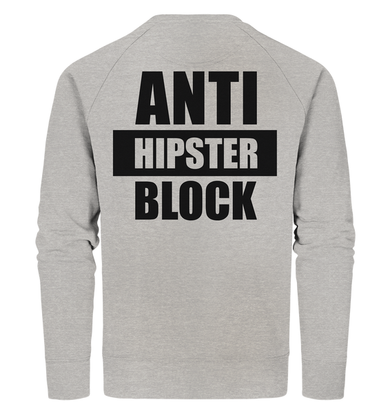 N.O.S.W. BLOCK Fanblock Sweater "ANTI HIPSTER BLOCK" Männer Organic Sweatshirt heather grau