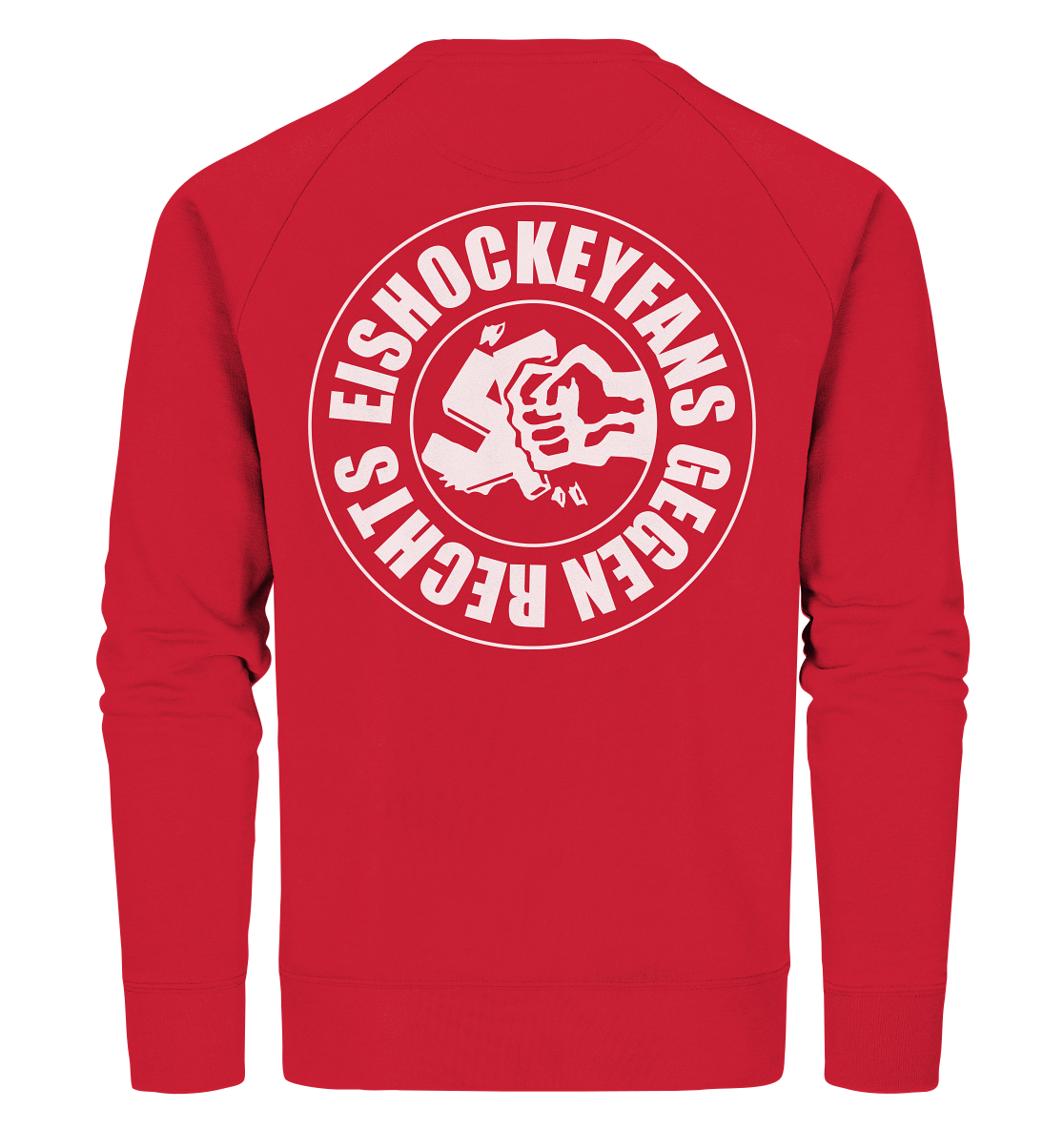 N.O.S.W. BLOCK Gegen Rechts Sweater "EISHOCKEYFANS GEGEN RECHTS" beidseitig bedrucktes Männer Organic Sweatshirt rot