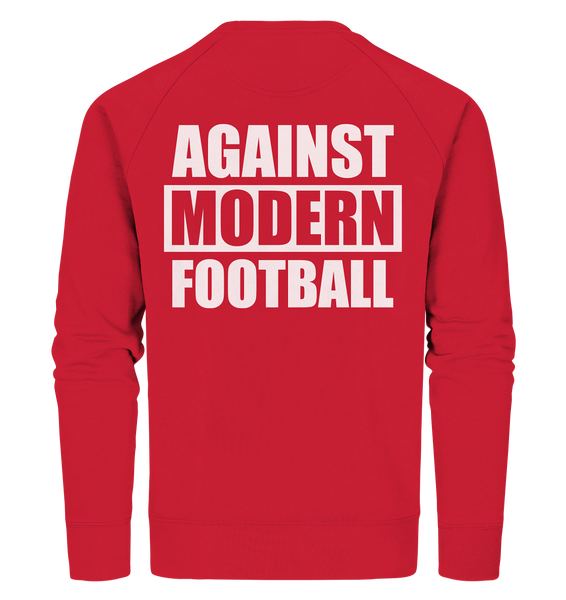 N.O.S.W. BLOCK Fanblock Sweater "AGAINST MODERN FOOTBALL" beidseitig bedrucktes Organic Sweatshirt rot