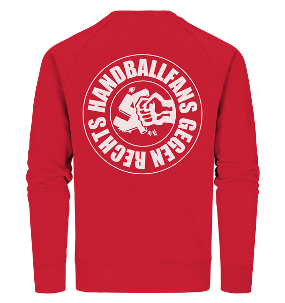 N.O.S.W. BLOCK Gegen Rechts Sweater "HANDBALLFANS GEGEN RECHTS" beidseitig bedrucktes Männer Organic Sweatshirt rot