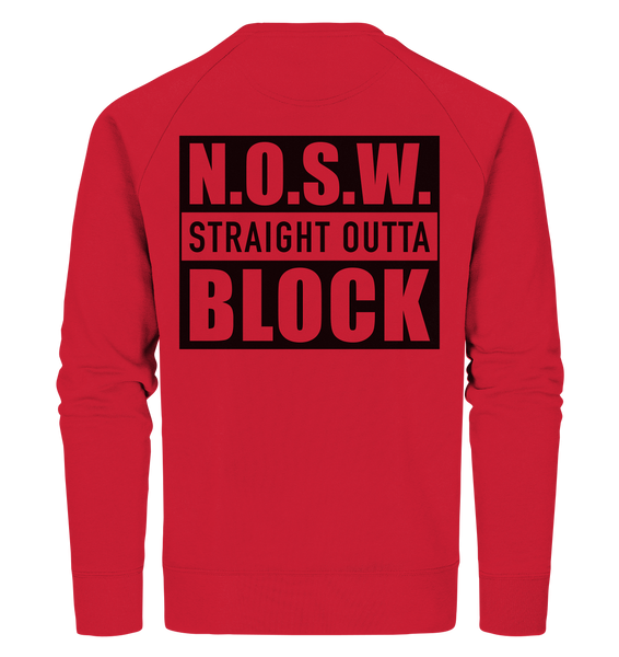 N.O.S.W. BLOCK Hoodie "CASUAL BLOCKWEAR" beidseitig bedruckter Männer Organic Sweatshirt rot