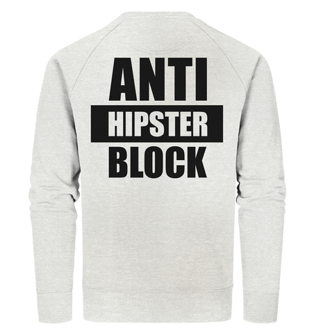 N.O.S.W. BLOCK Fanblock Sweater "ANTI HIPSTER BLOCK" Männer Organic Sweatshirt creme heather grau