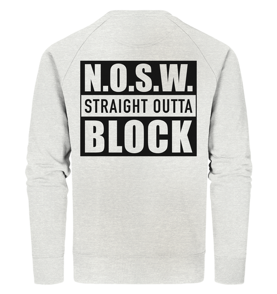 N.O.S.W. BLOCK Hoodie "CASUAL BLOCKWEAR" beidseitig bedruckter Männer Organic Sweatshirt creme heather grau