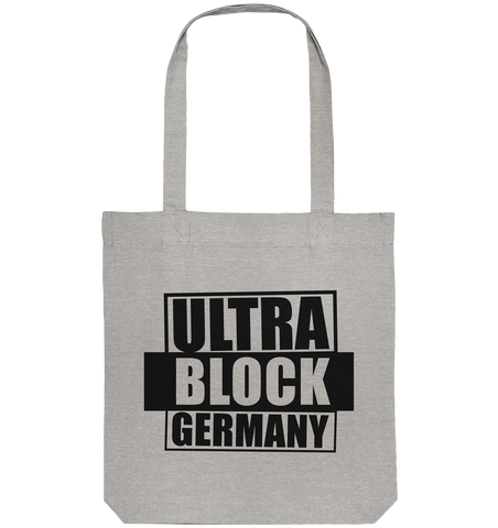 N.O.S.W. BLOCK Ultras Tote-Bag "ULTRA BLOCK GERMANY" beidseitig bedruckte Organic Baumwolltasche heather grau