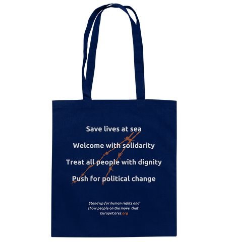 Europe Cares "Save lives at sea" Baumwolltasche navy