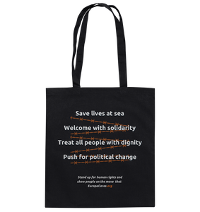 Europe Cares "STAND UP FOR HUMAN RIGHTS" Baumwolltasche schwarz
