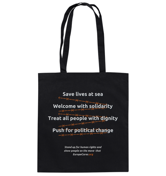 Europe Cares "STAND UP FOR HUMAN RIGHTS" Baumwolltasche schwarz