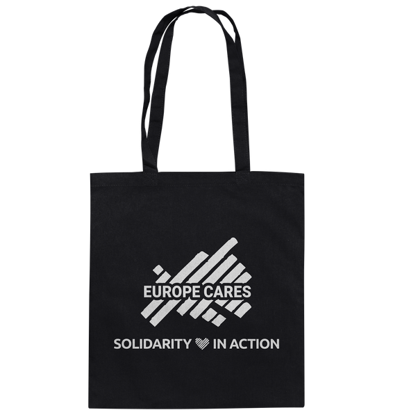 Europe Cares "SOLIDARITY IN ACTION" Baumwolltasche schwarz