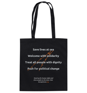 Europe Cares "Save lives at sea" Baumwolltasche schwarz