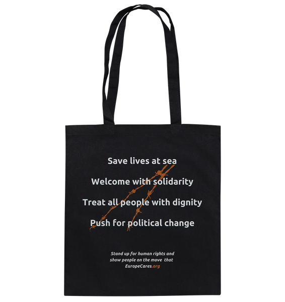 Europe Cares "Save lives at sea" Baumwolltasche schwarz